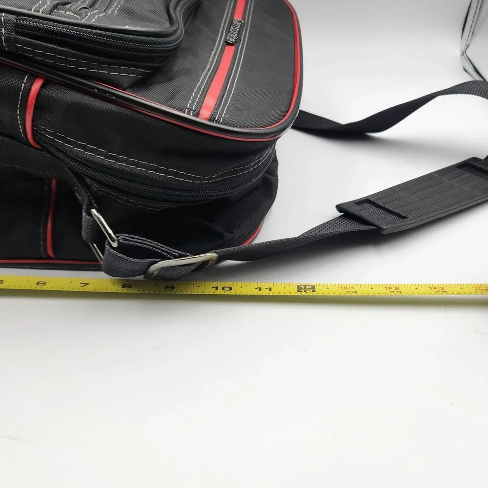 Vintage Samsonite Oyster Black Shoulder Bag Red Trim Medium Travel‎ Luggage 1987